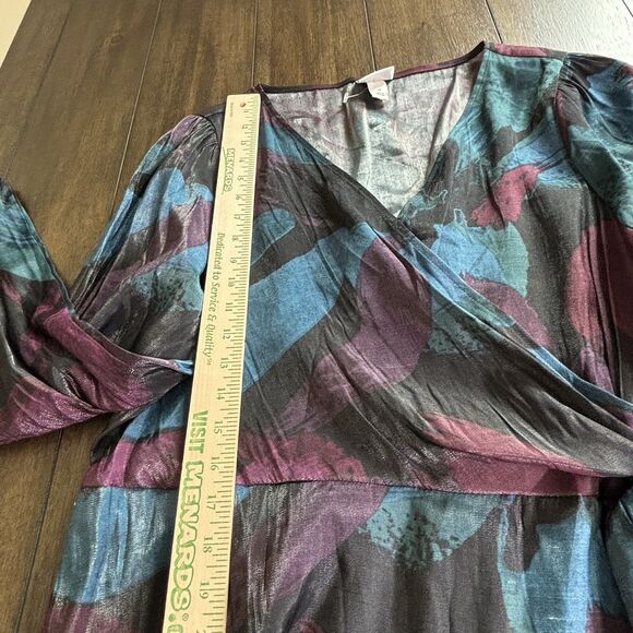 Ava & Viv Faux Wrap Dress Size 1X Jeweled Tones Long Sleeve NEW! - Picture 6 of 10